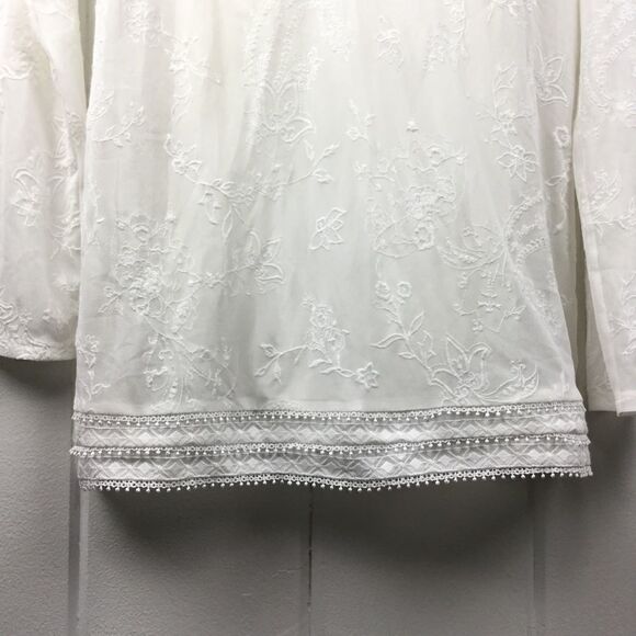White House Black Market Cream Embroidered Tunic S‎ - Picture 4 of 16